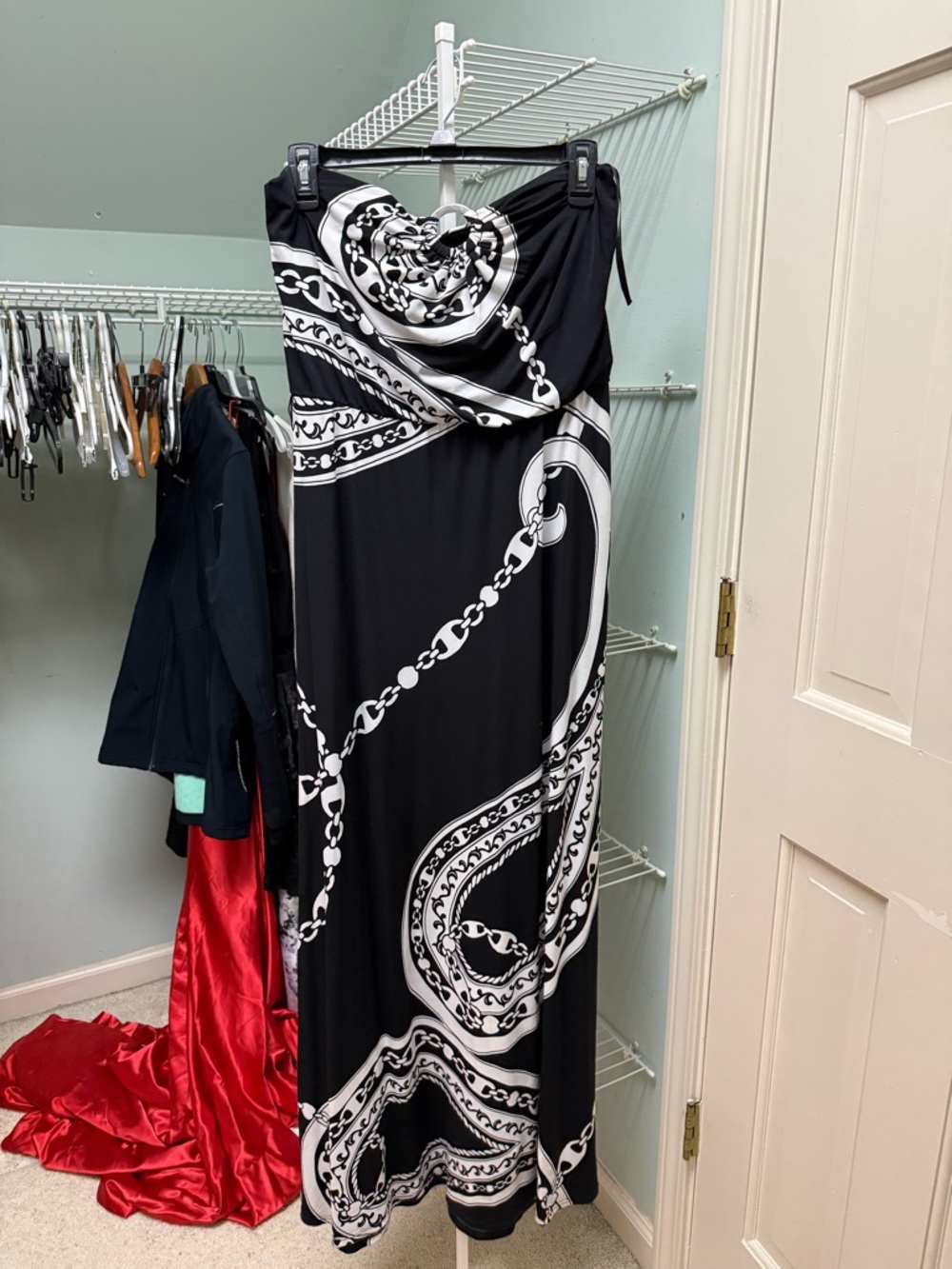 White House Black Market Black and White Strapless Dress XS